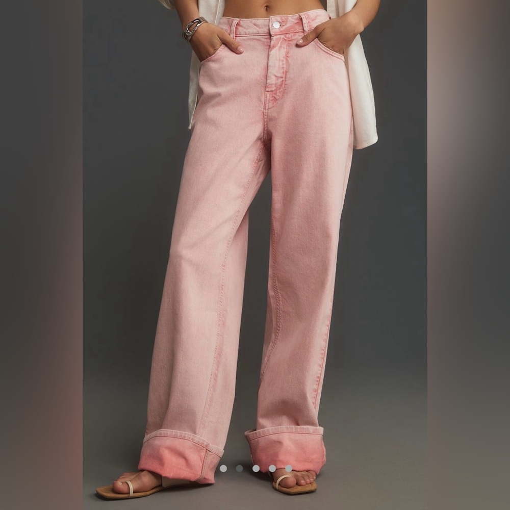 Pilcro Oversized Pink Wide Leg Jeans